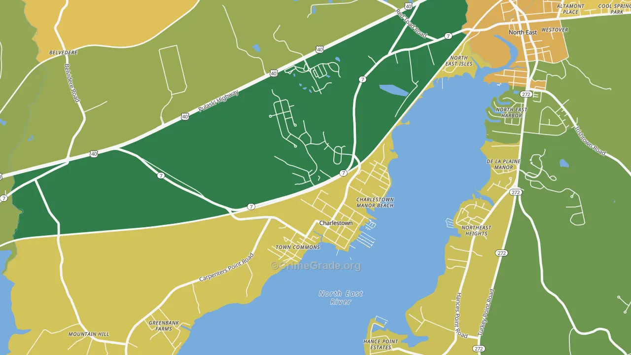 Charlestown, MD Map of Vandalism Rates