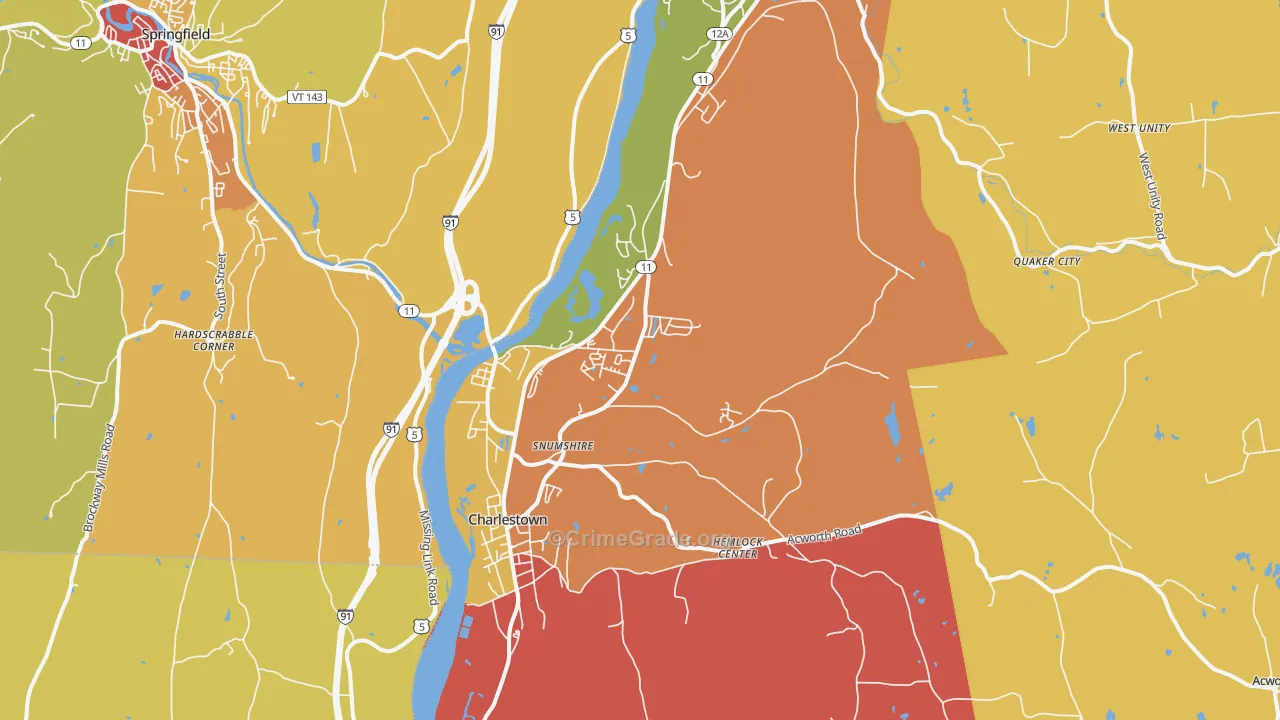Charlestown, NH Map of Vandalism Rates