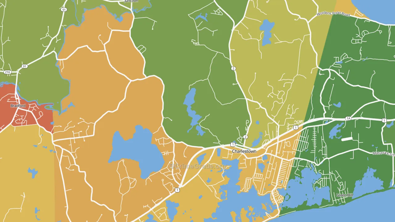 Charlestown, RI Map of Vandalism Rates