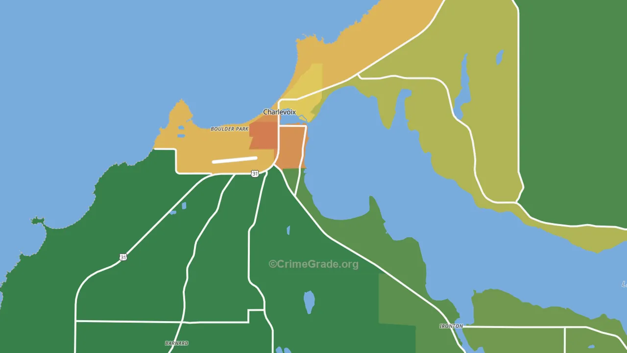 Charlevoix, MI Map of Vandalism Rates