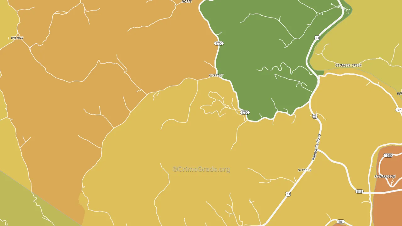 Charley, KY Map of Vandalism Rates