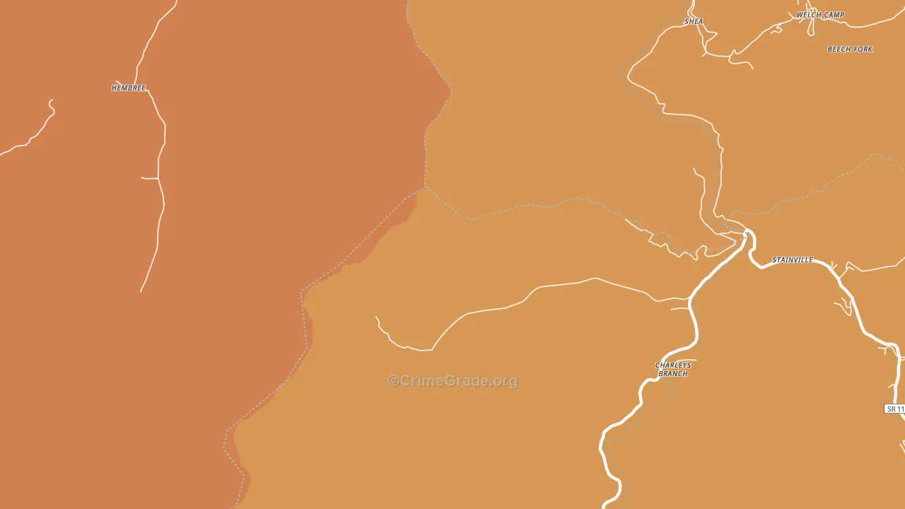 Charleys Branch, TN Map of Vandalism Rates