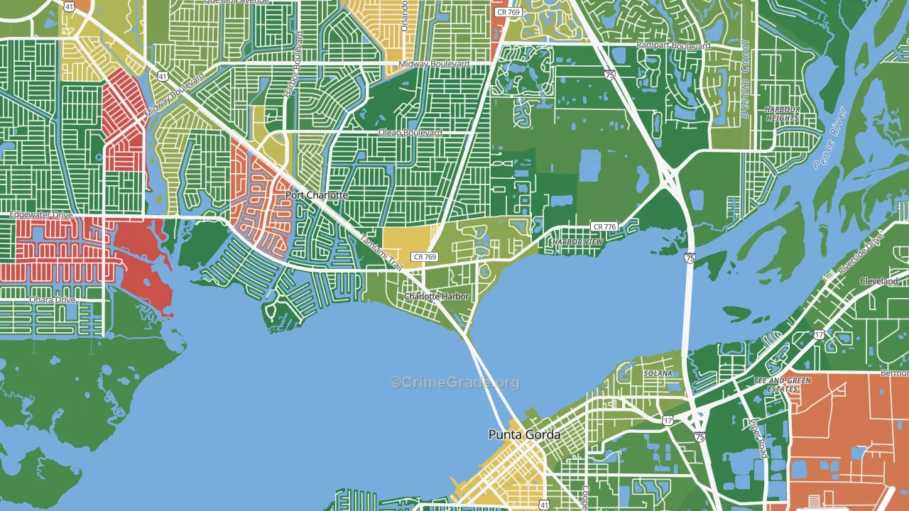 Charlotte Harbor, FL Map of Vandalism Rates
