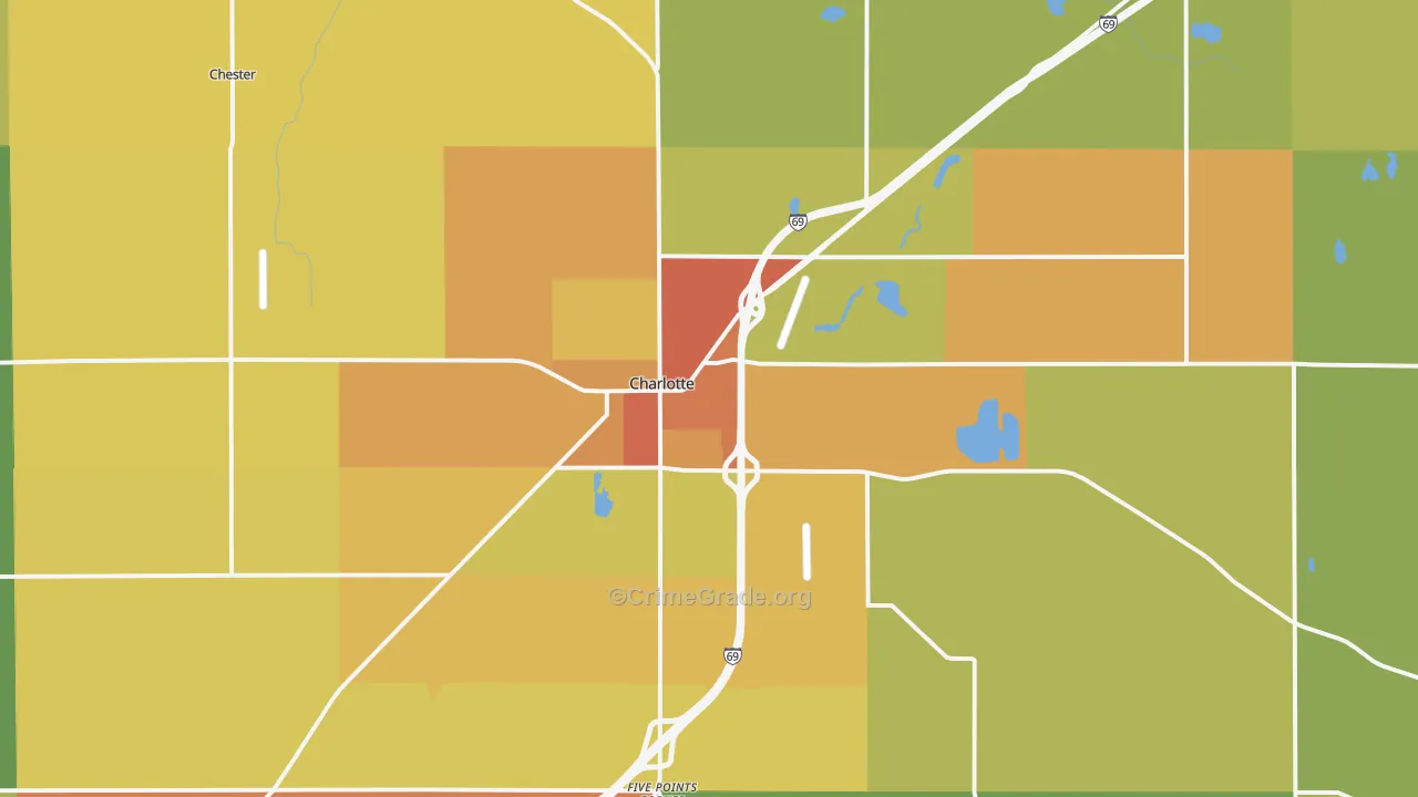 Charlotte, MI Map of Vandalism Rates