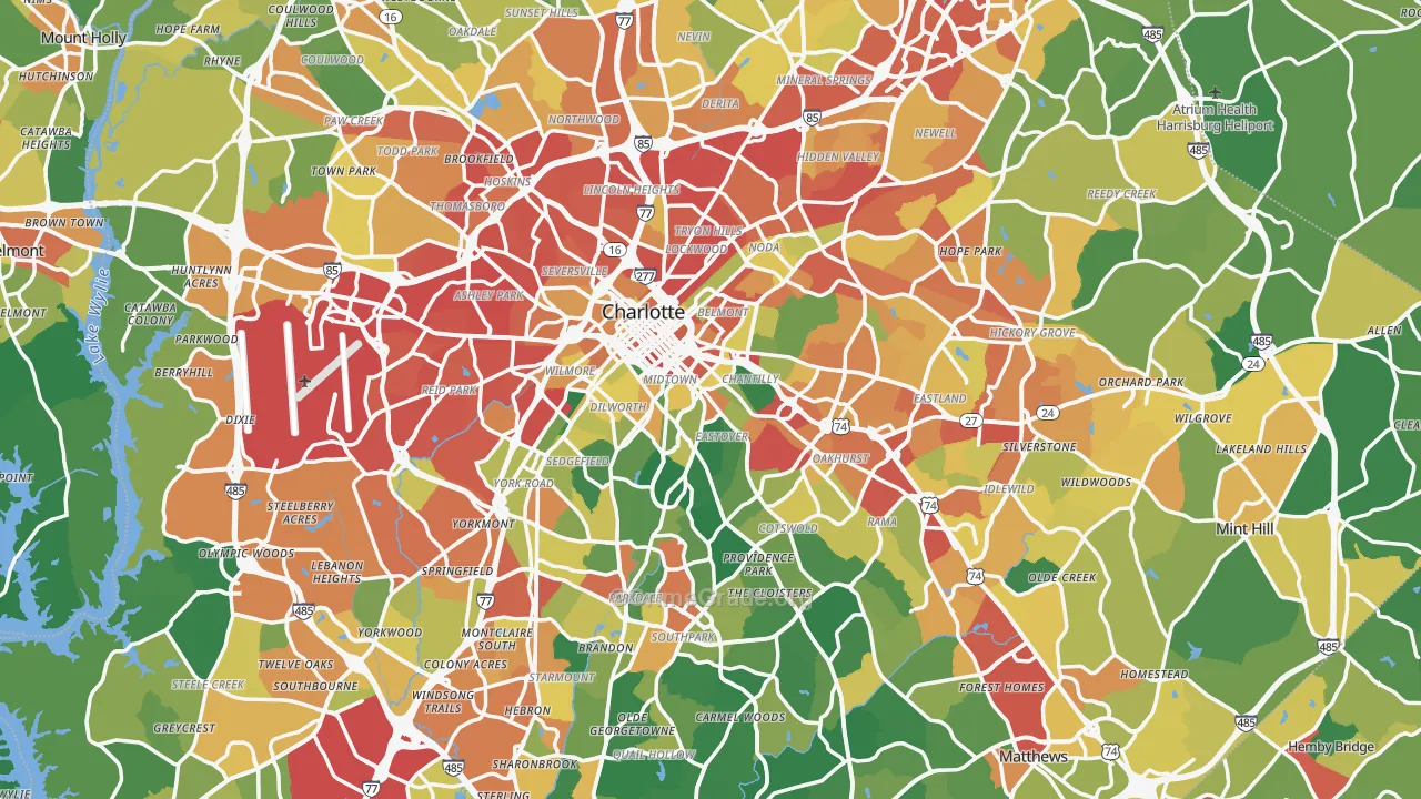 Charlotte, NC Map of Vandalism Rates