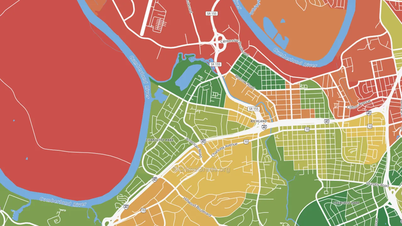 Charlotte Park, Nashville, TN Map of Vandalism Rates