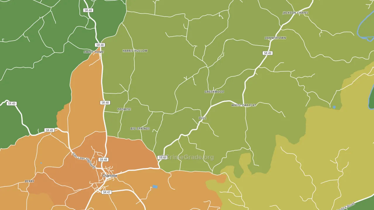 Charlotte, TN Map of Vandalism Rates