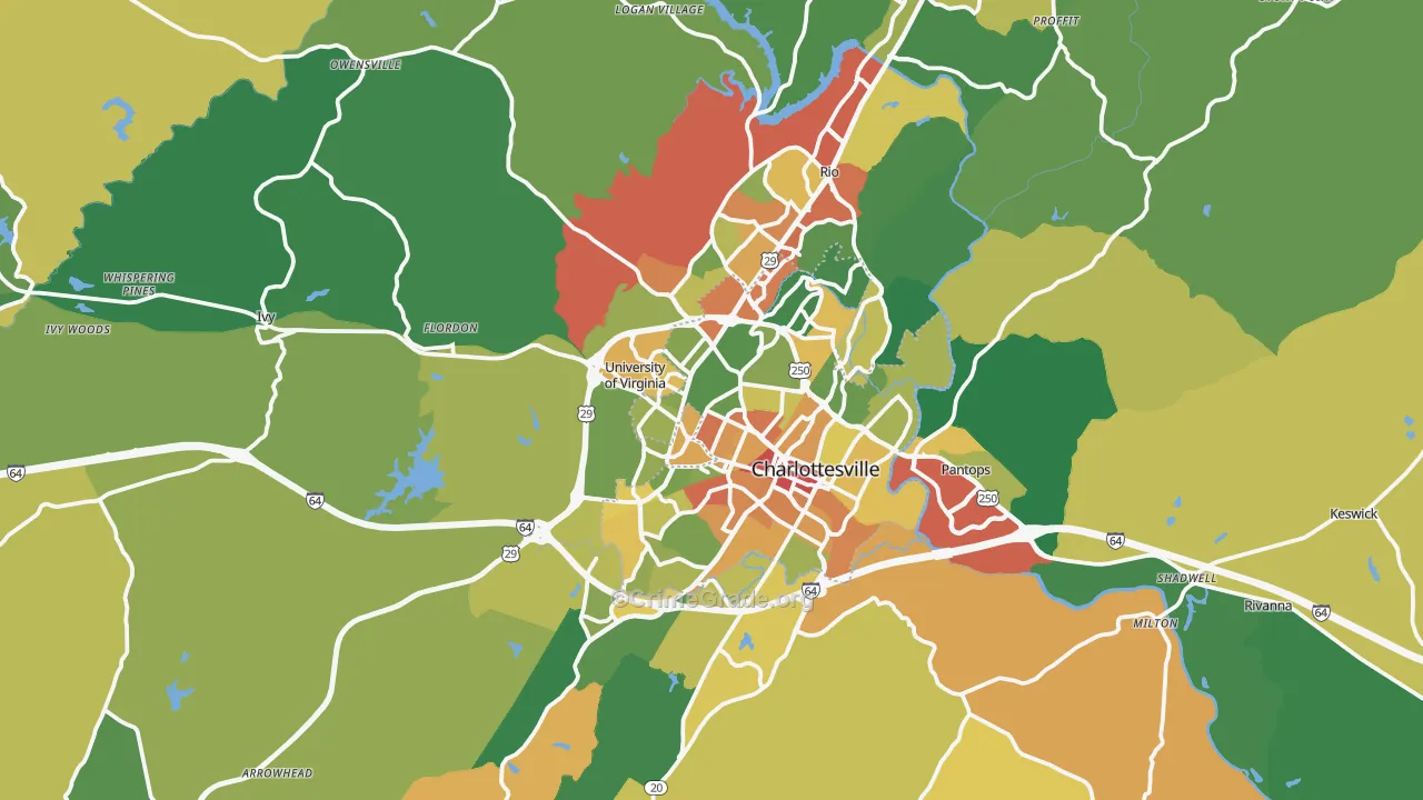 Charlottesville, VA Map of Vandalism Rates