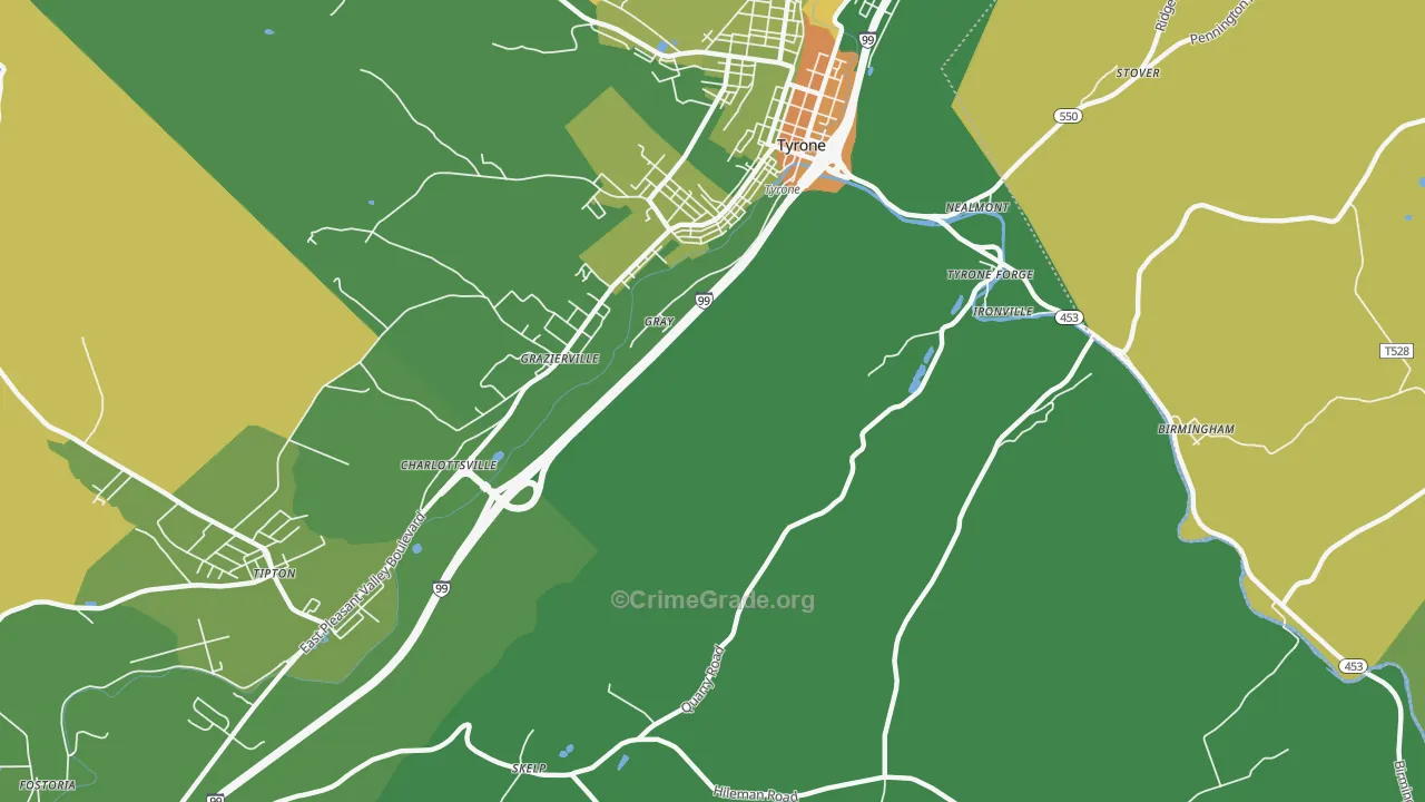Charlottsville, PA Map of Vandalism Rates