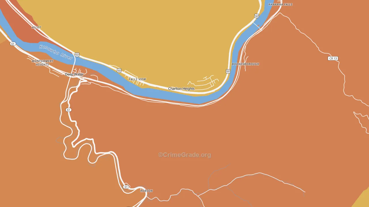 Charlton Heights, WV Map of Vandalism Rates
