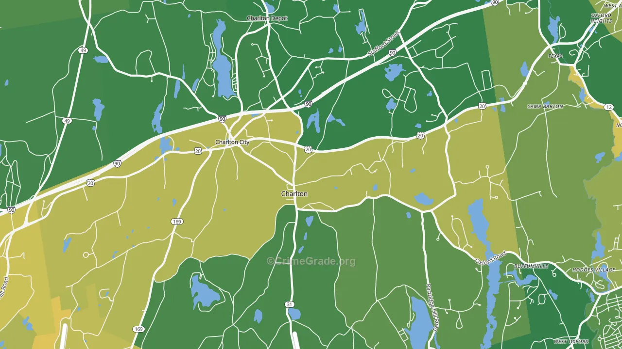 Charlton, MA Map of Vandalism Rates