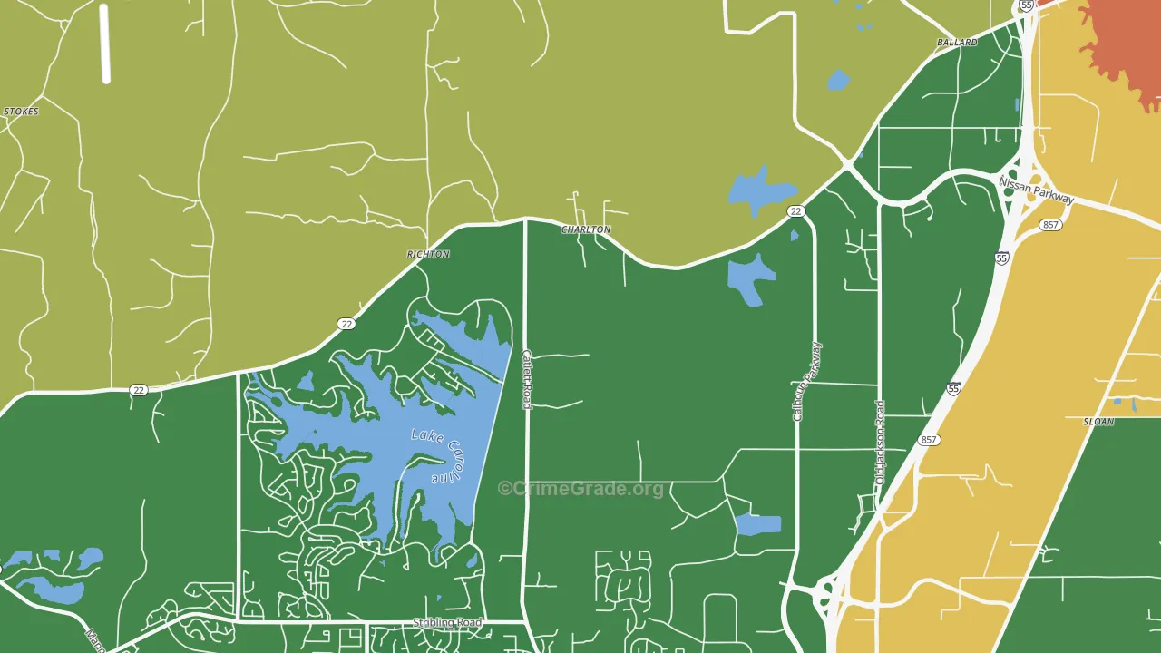 Charlton, MS Map of Vandalism Rates