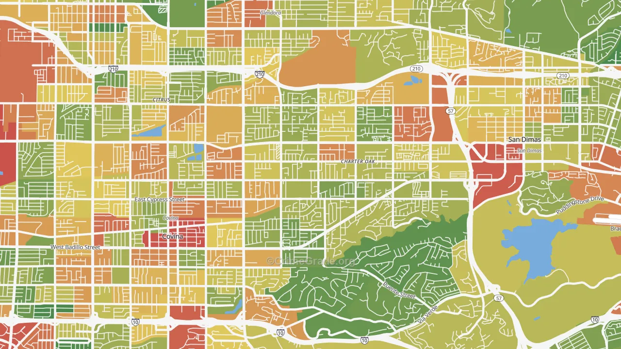 Charter Oak, Covina, CA Map of Vandalism Rates