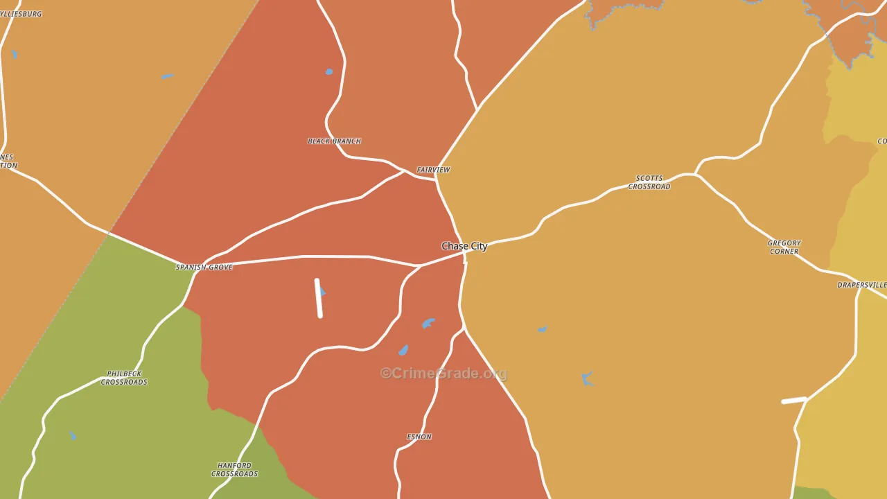 Chase City, VA Map of Vandalism Rates