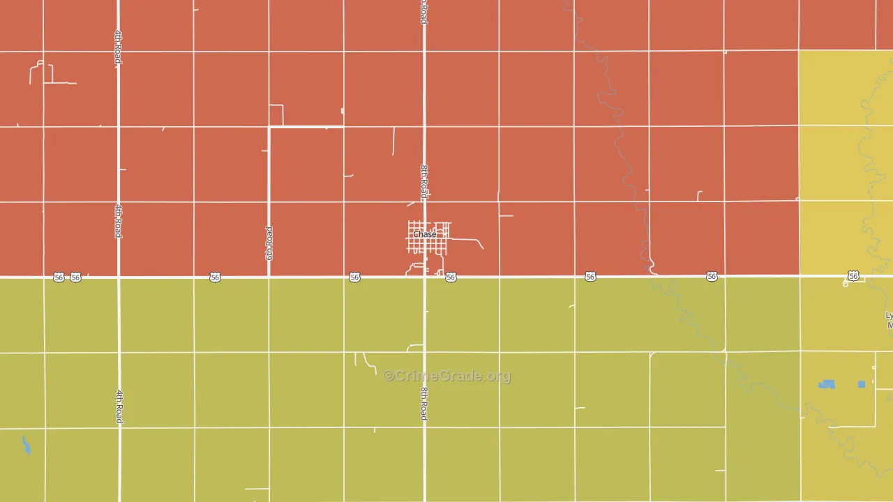 Chase, KS Map of Vandalism Rates
