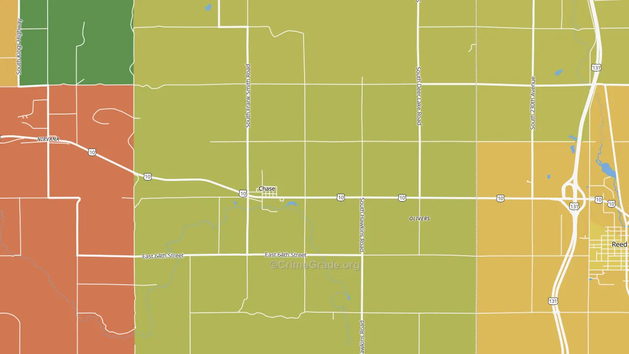 Chase, MI Map of Vandalism Rates