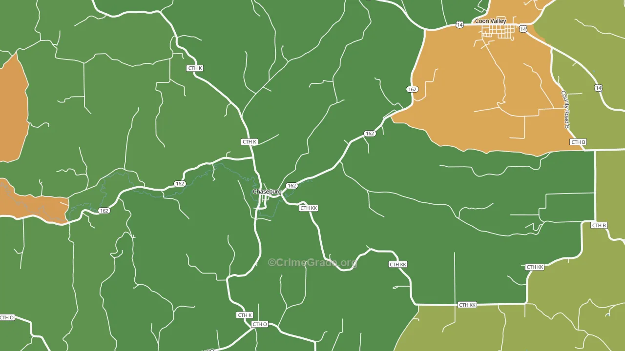 Chaseburg, WI Map of Vandalism Rates