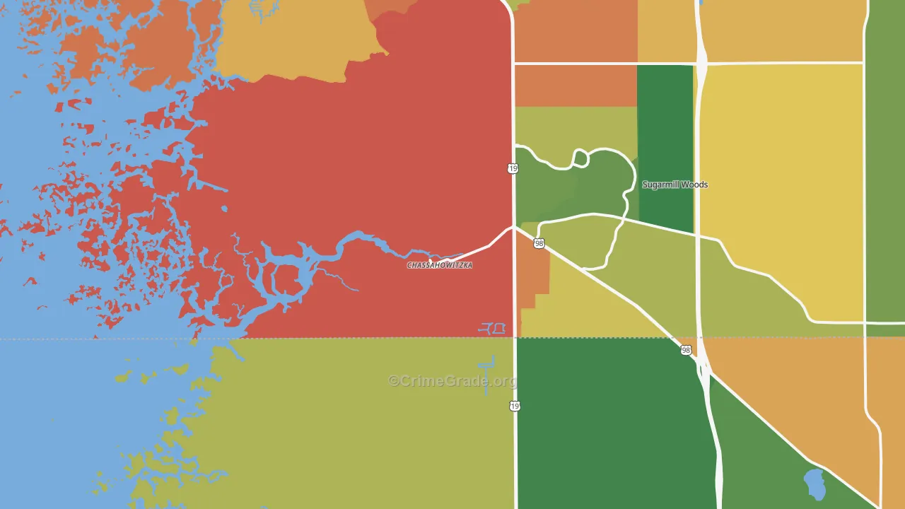 Chassahowitzka, FL Map of Vandalism Rates
