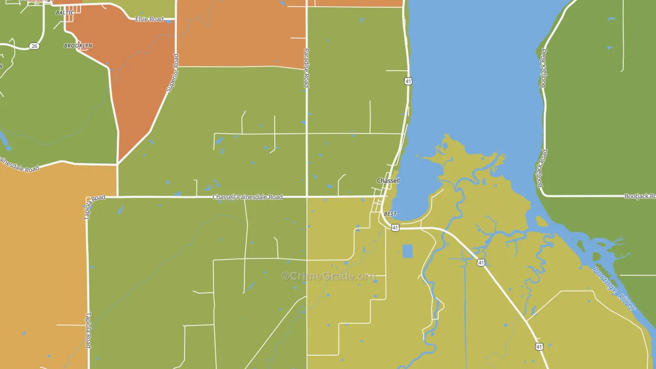 Chassell, MI Map of Vandalism Rates