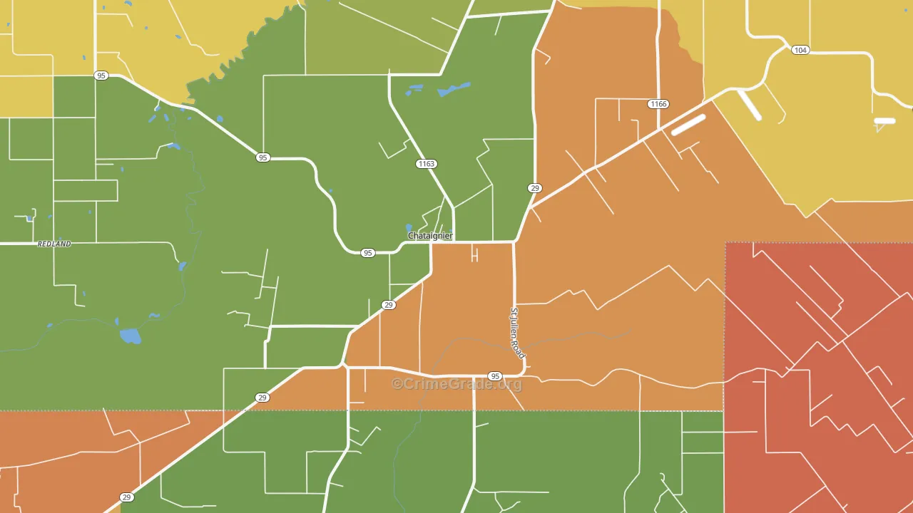 Chataignier, LA Map of Vandalism Rates