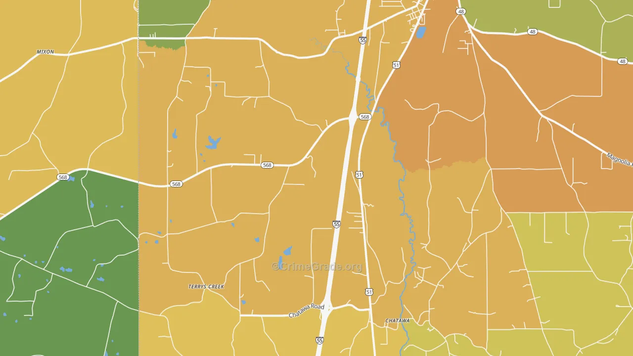 Chatawa, MS Map of Vandalism Rates
