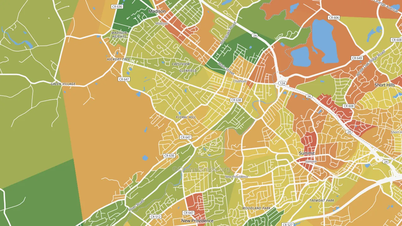 Chatham, NJ Map of Vandalism Rates