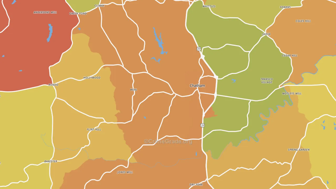 Chatham, VA Map of Vandalism Rates