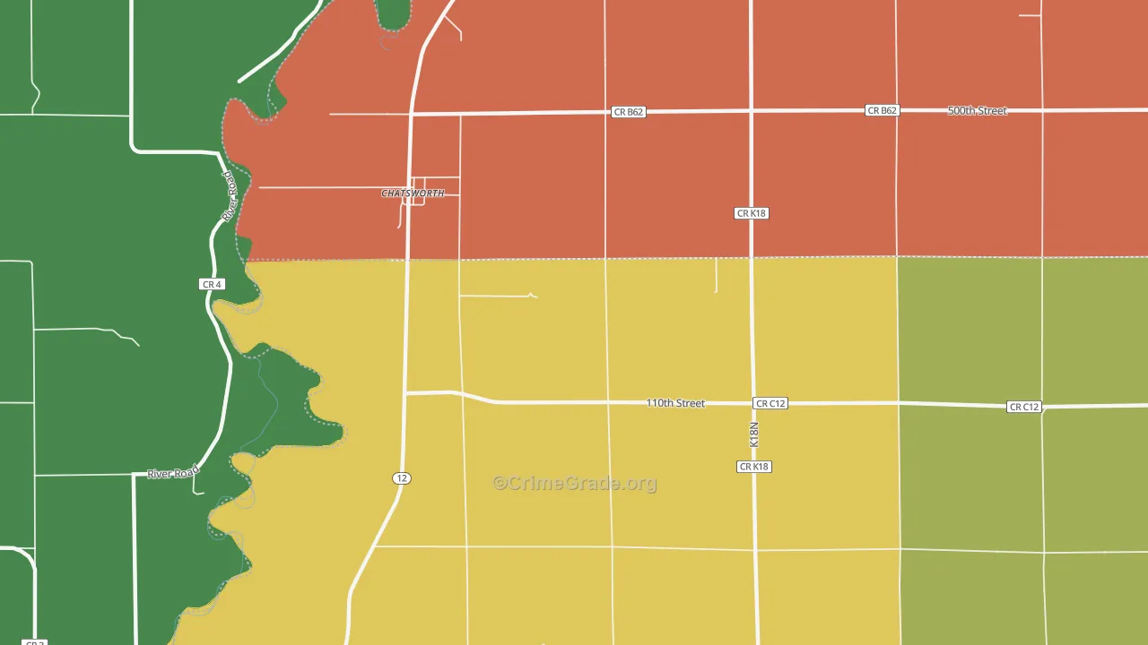 Chatsworth, IA Map of Vandalism Rates
