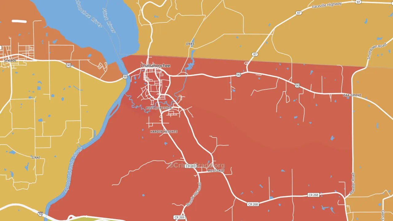 Chattahoochee, FL Map of Vandalism Rates