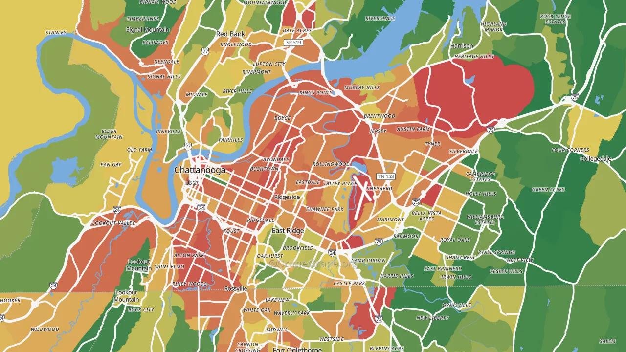 Chattanooga, TN Map of Vandalism Rates