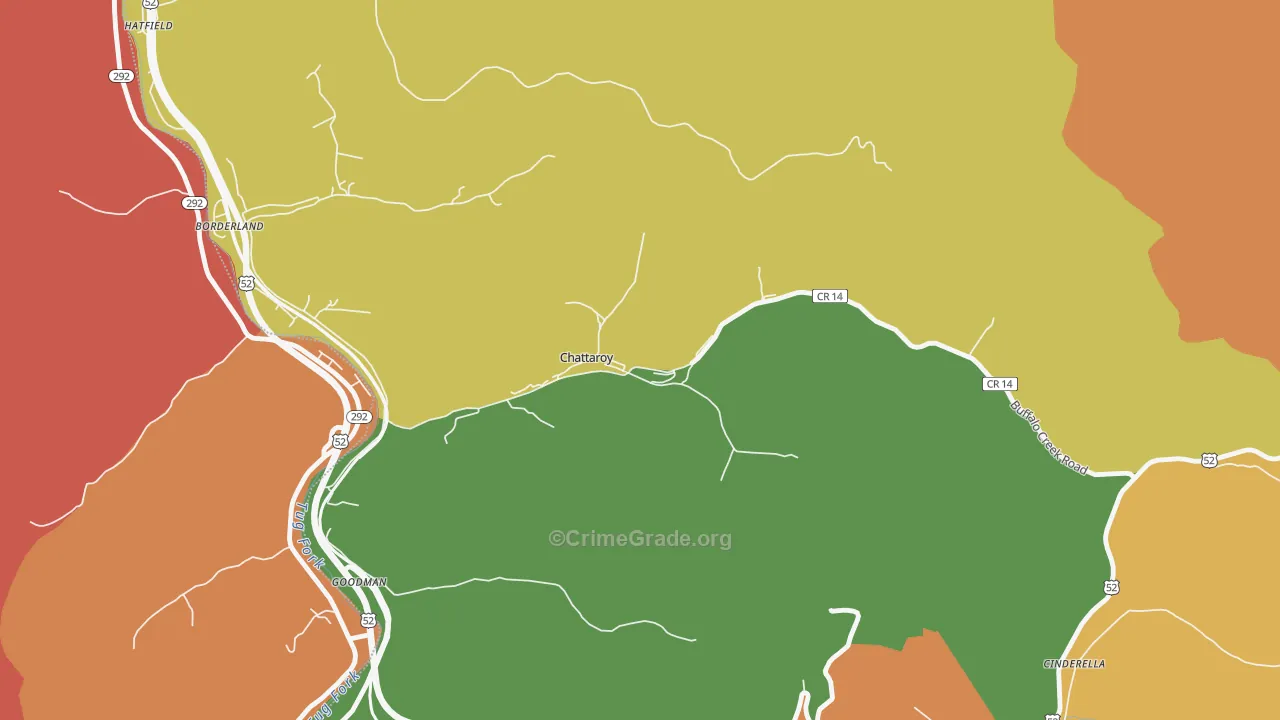 Chattaroy, WV Map of Vandalism Rates