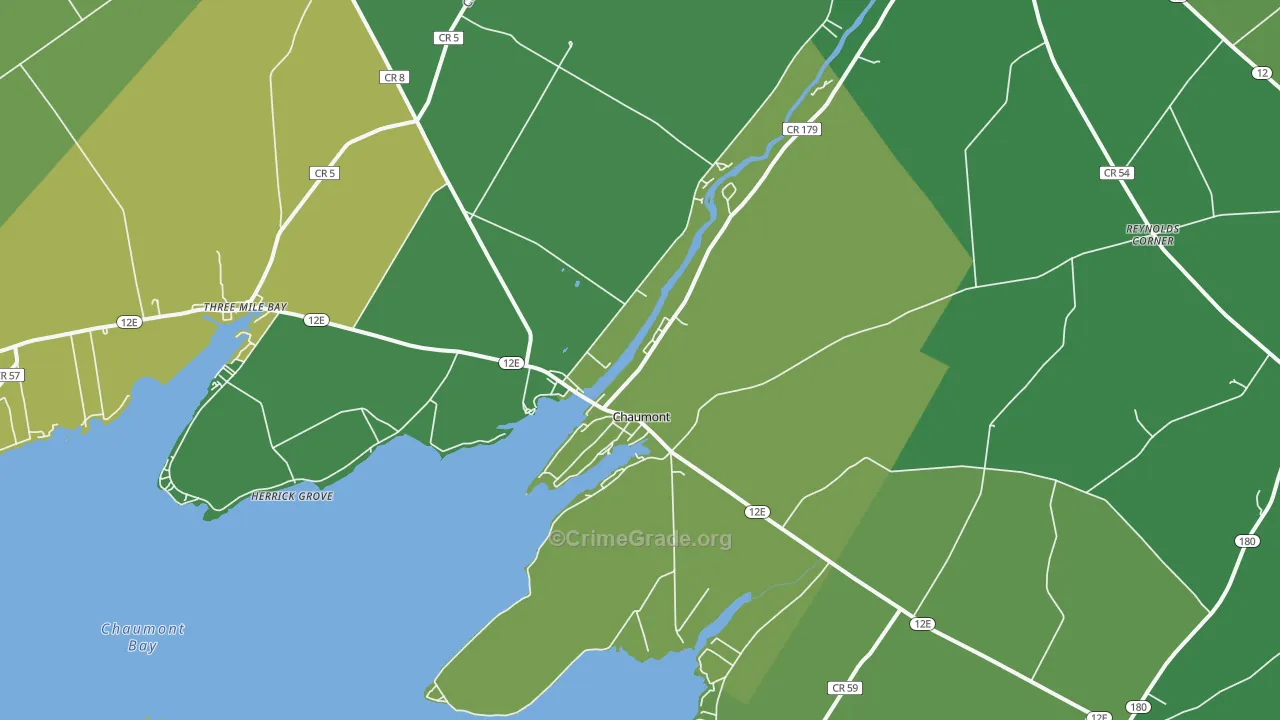 Chaumont, NY Map of Vandalism Rates