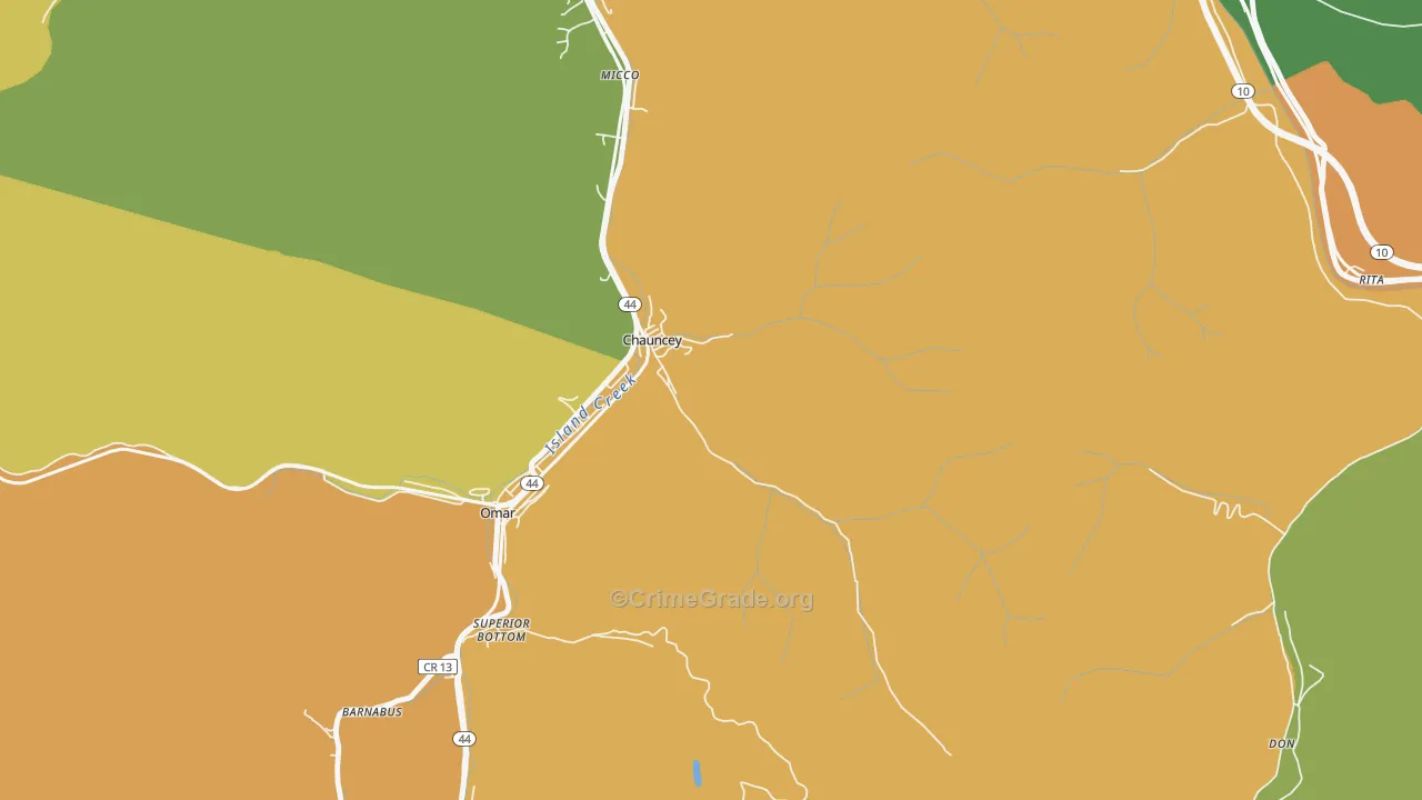 Chauncey, WV Map of Vandalism Rates
