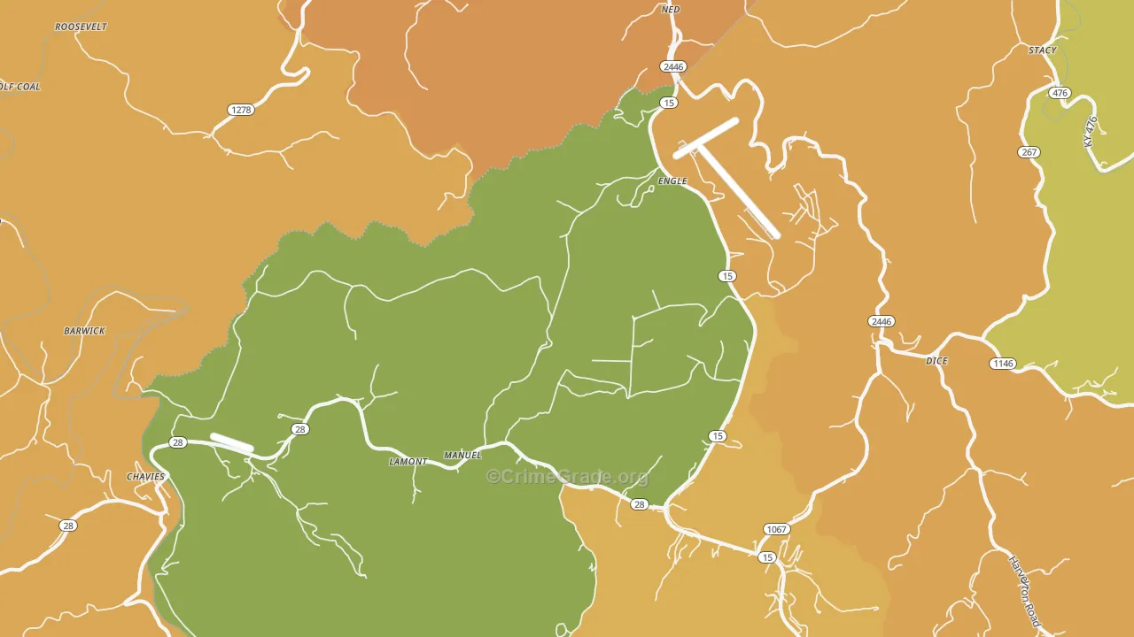Chavies, KY Map of Vandalism Rates