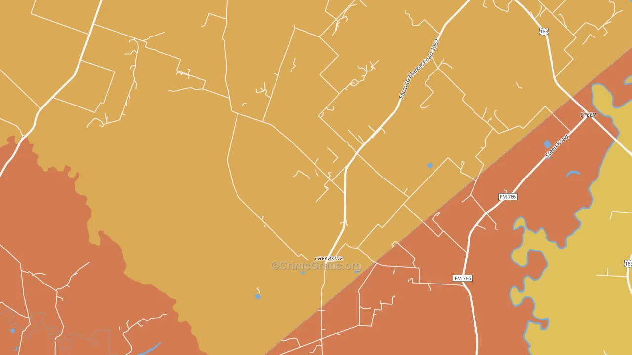 Cheapside, TX Map of Vandalism Rates
