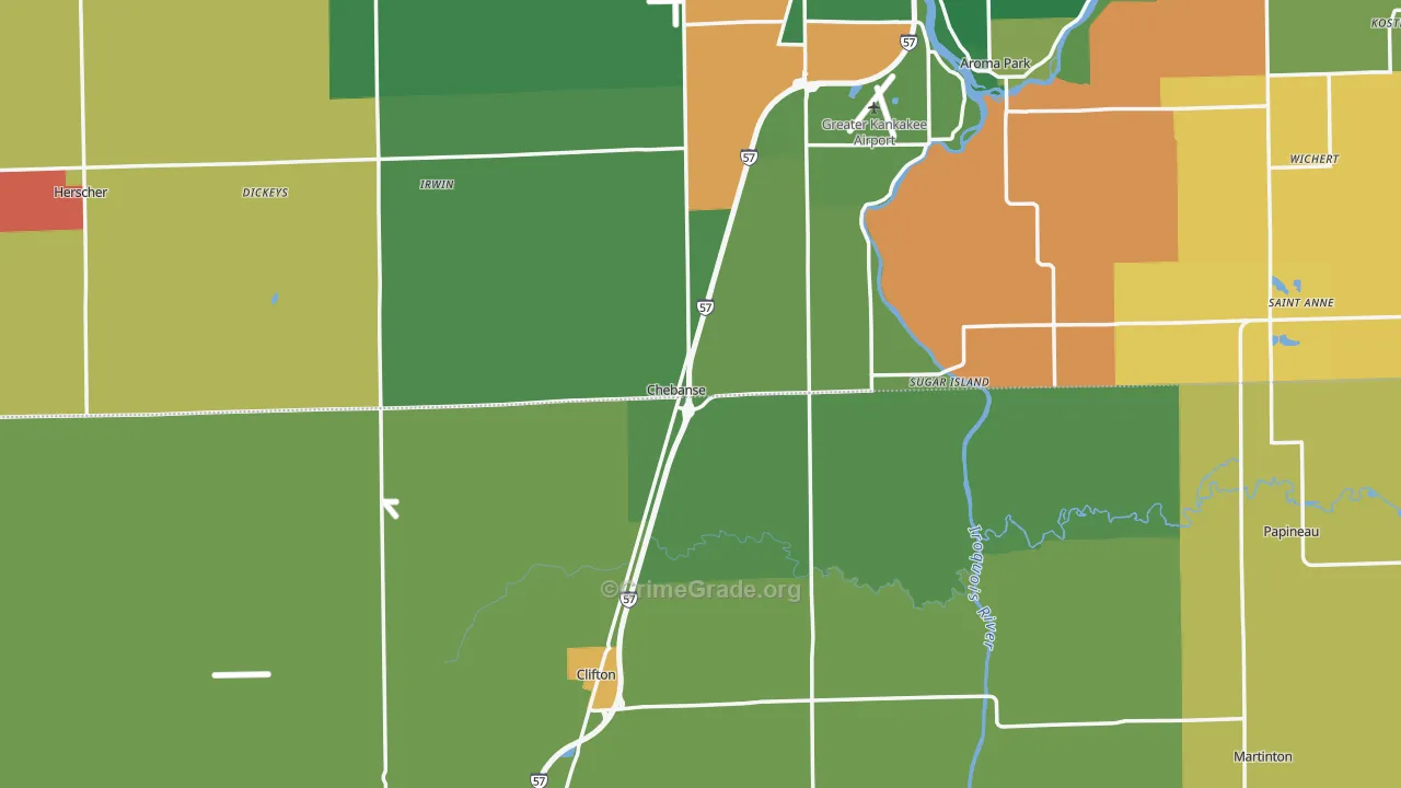 Chebanse, IL Map of Vandalism Rates