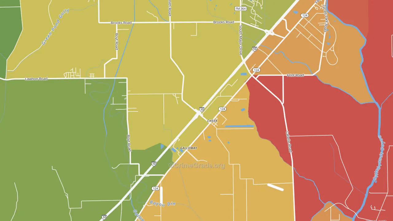 Cheek, TX Map of Vandalism Rates