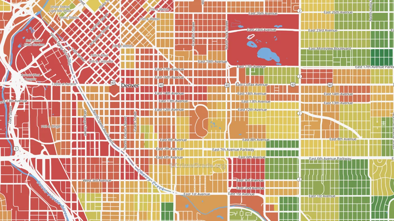 Cheesman Park, Denver, CO Map of Vandalism Rates