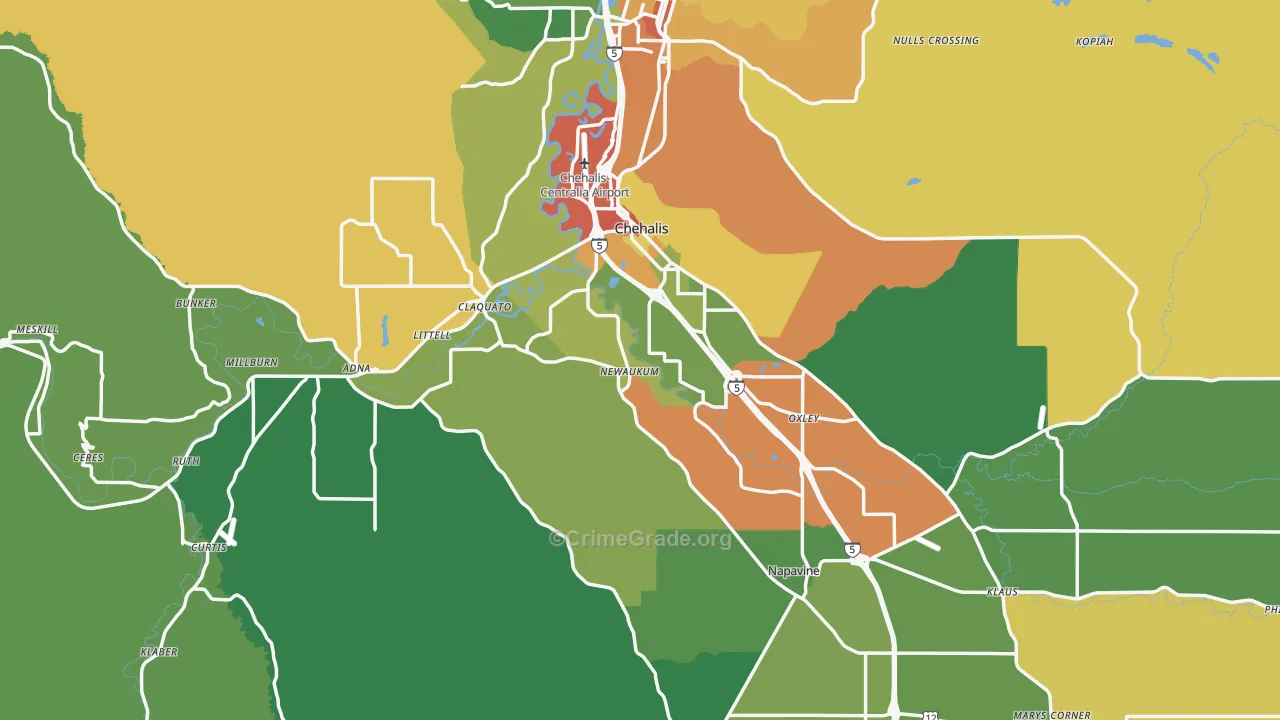 Chehalis, WA Map of Vandalism Rates