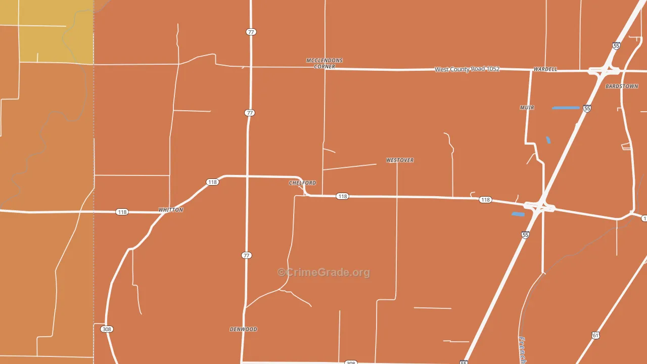 Chelford, AR Map of Vandalism Rates