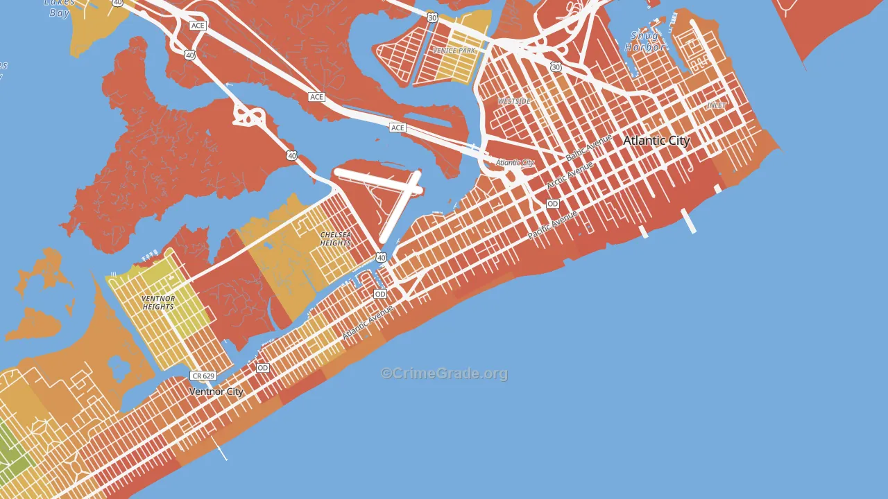 Chelsea, Atlantic City, NJ Map of Vandalism Rates