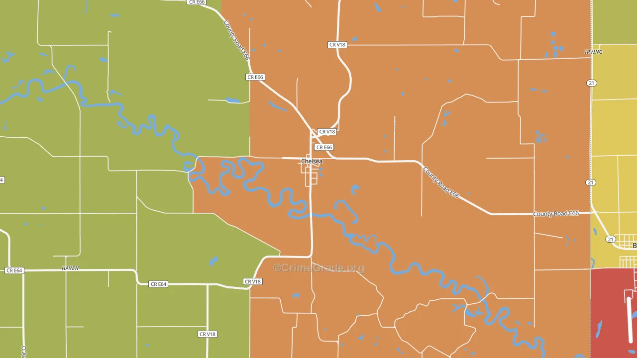 Chelsea, IA Map of Vandalism Rates
