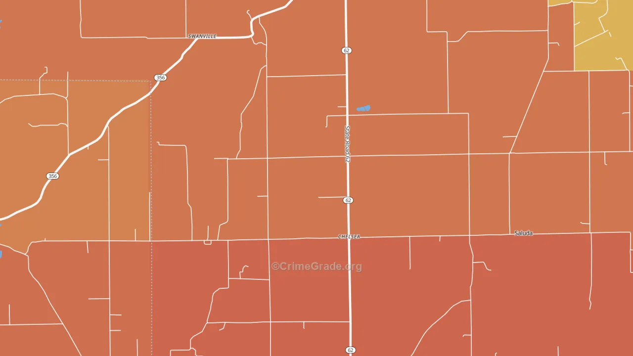 Chelsea, IN Map of Vandalism Rates