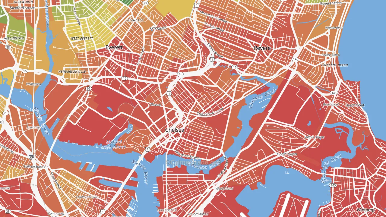 Chelsea, MA Map of Vandalism Rates
