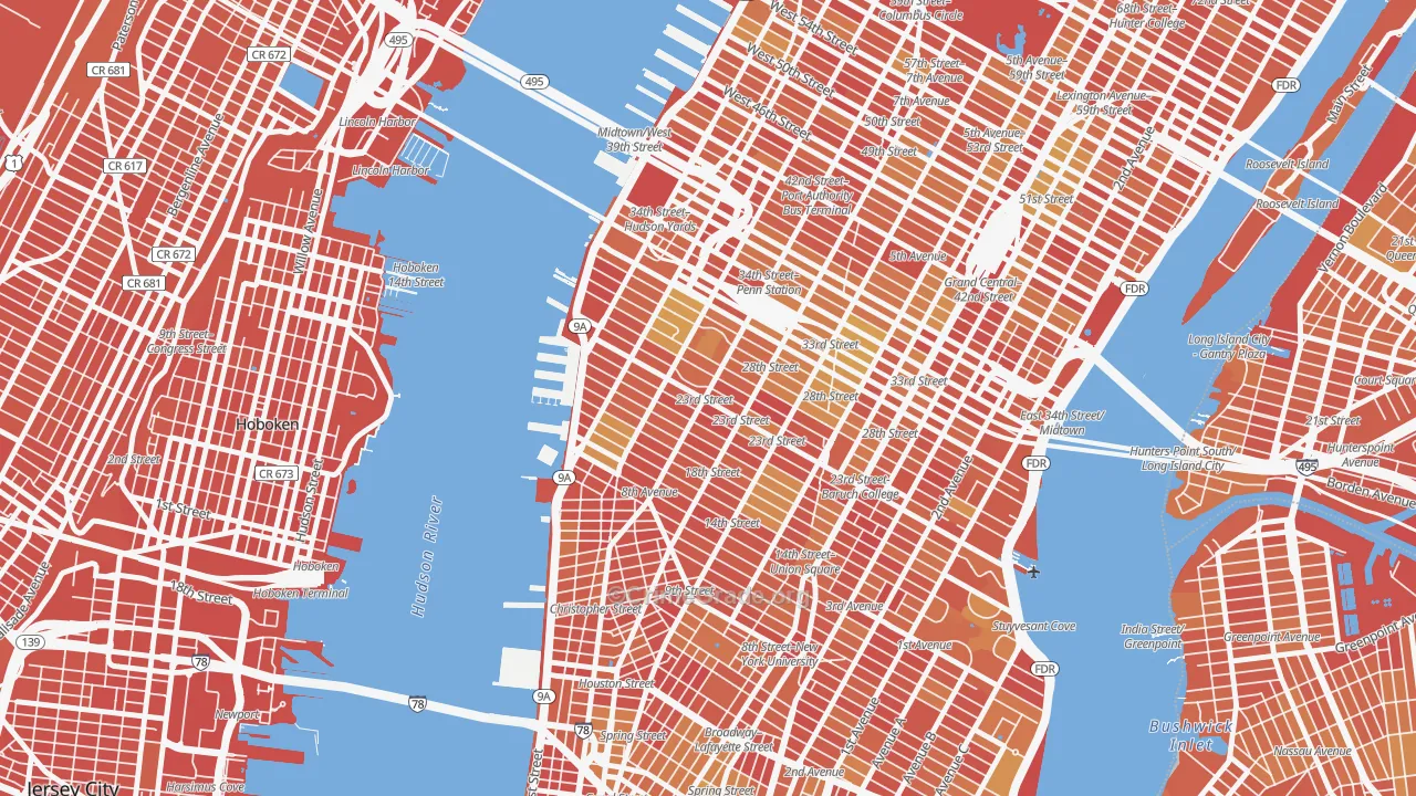 Chelsea, Manhattan, NY Map of Vandalism Rates