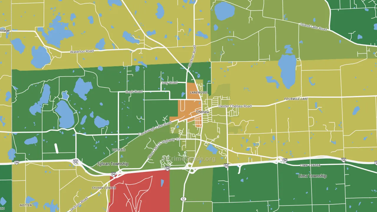 Chelsea, MI Map of Vandalism Rates