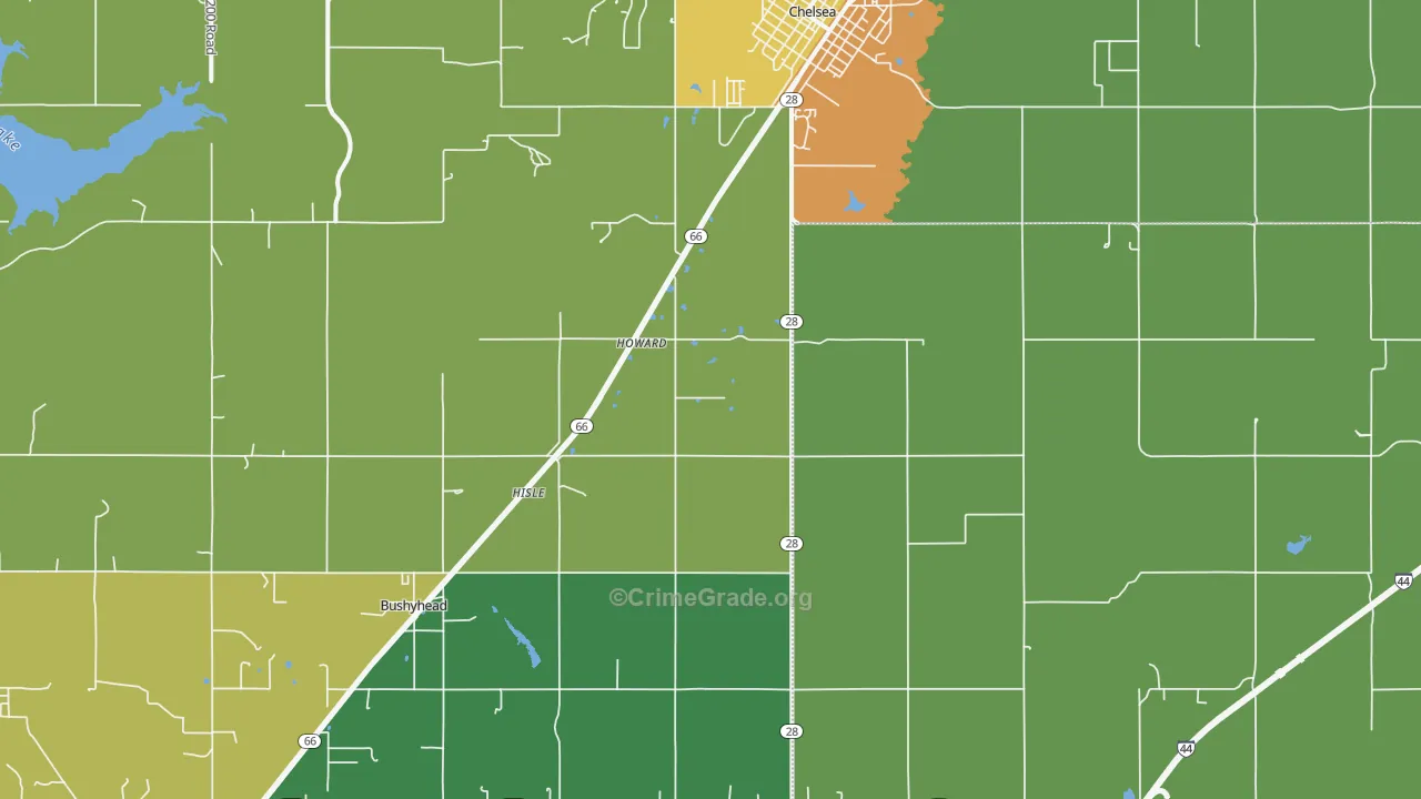 Chelsea, OK Map of Vandalism Rates
