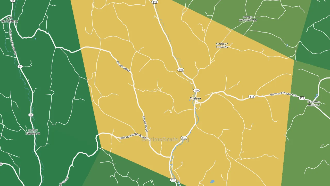 Chelsea, VT Map of Vandalism Rates