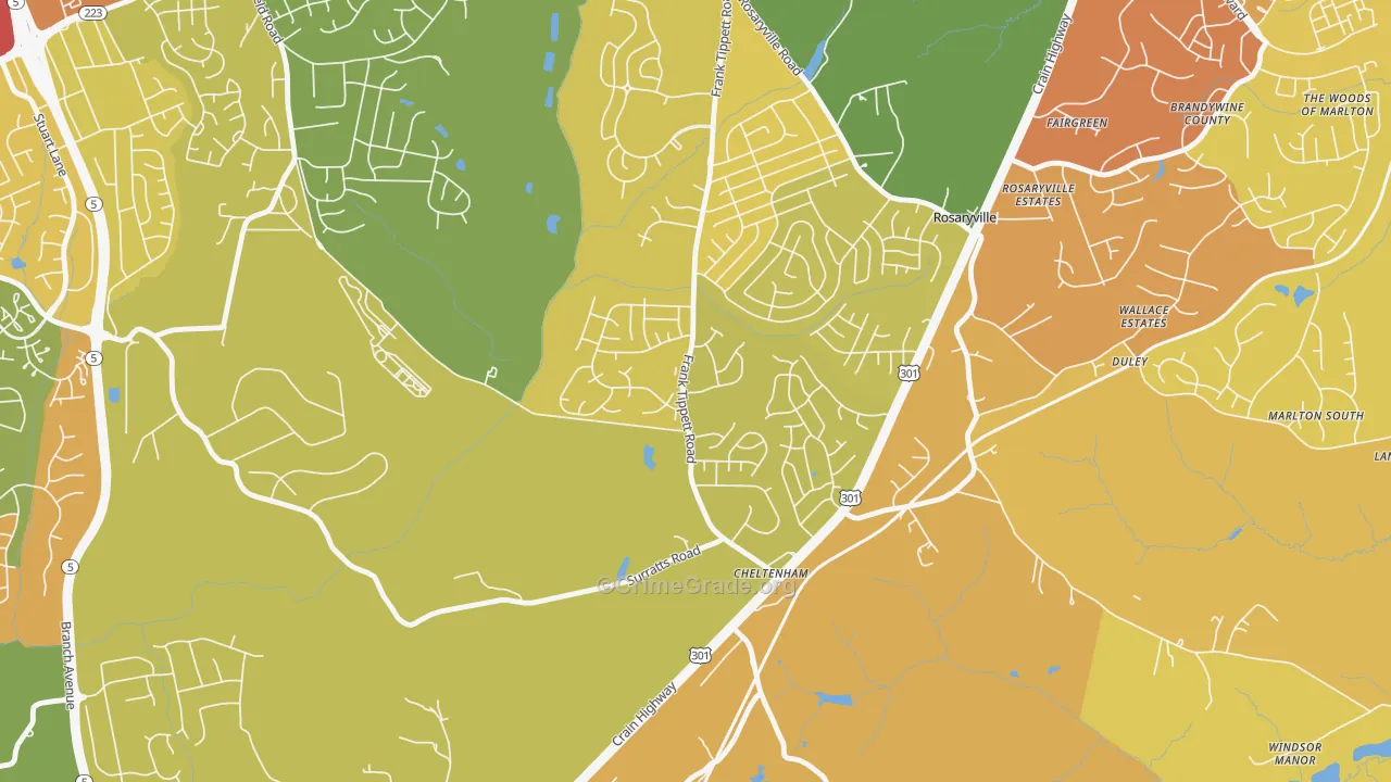Cheltenham, MD Map of Vandalism Rates