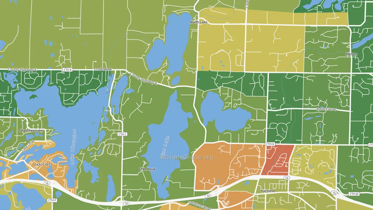 Chenequa, WI Map of Vandalism Rates